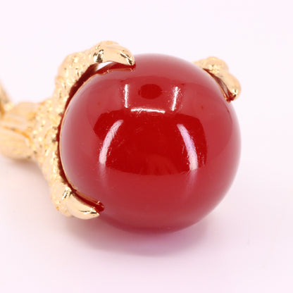 Vintage 9ct Hallmarked Yellow Gold Carnelian Claw Pendant Talisman Charm Gift