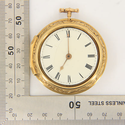 Antique 18ct Gold Rare Pair Cased 50 mm Pocket Watch George Graham London c1735