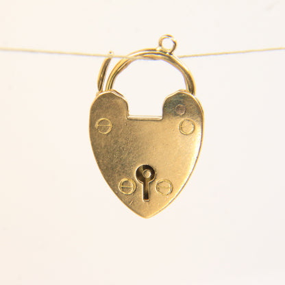 Vintage 18ct Gold Hallmarked Heart Lock Pendant Charm Padlock Gift