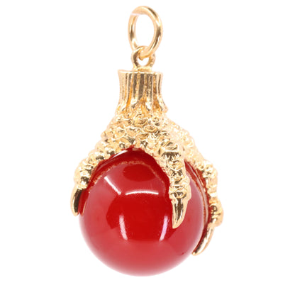 Vintage 9ct Hallmarked Yellow Gold Carnelian Claw Pendant Talisman Charm Gift