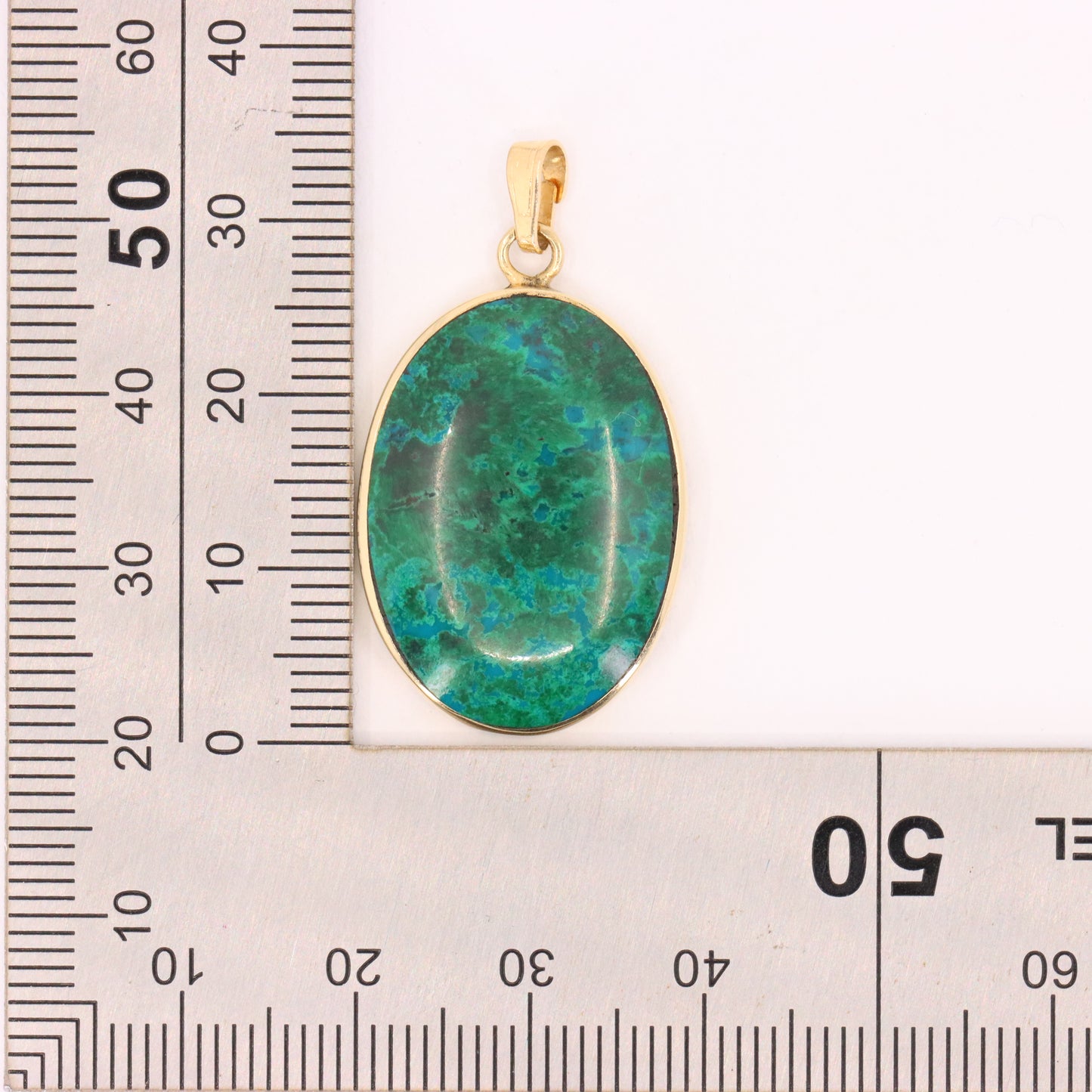 Vintage 14K Yellow Gold Malachite Pendant Oval Green Gemstone Statement Gift