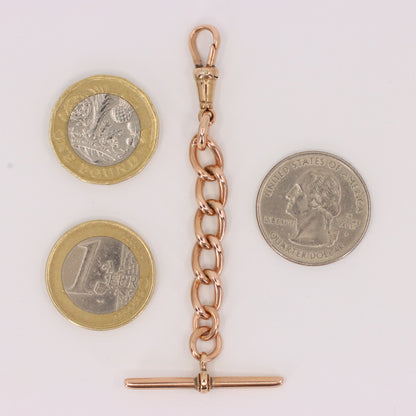 Vintage 9ct Hallmarked Rose Gold Albert T Bar Chain 3 Inch Extender Pendant Gift