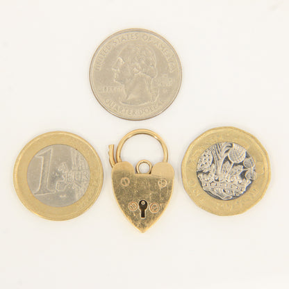Vintage 9ct Heart Lock Gold Charm Padlock Closer Pendant Hallmarked Gifts Crafts