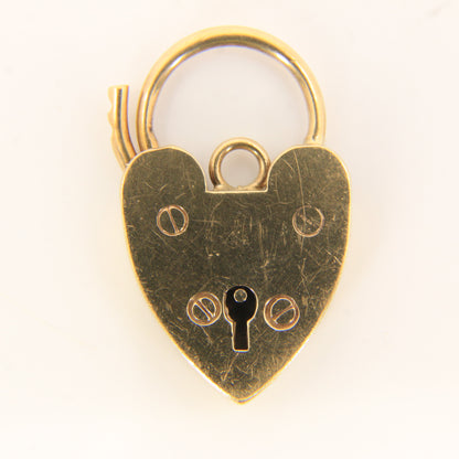Vintage 9ct Heart Lock Gold Charm Padlock Closer Pendant Hallmarked Gifts Crafts