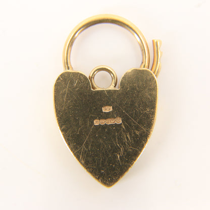 Vintage 9ct Heart Lock Gold Charm Padlock Closer Pendant Hallmarked Gifts Crafts