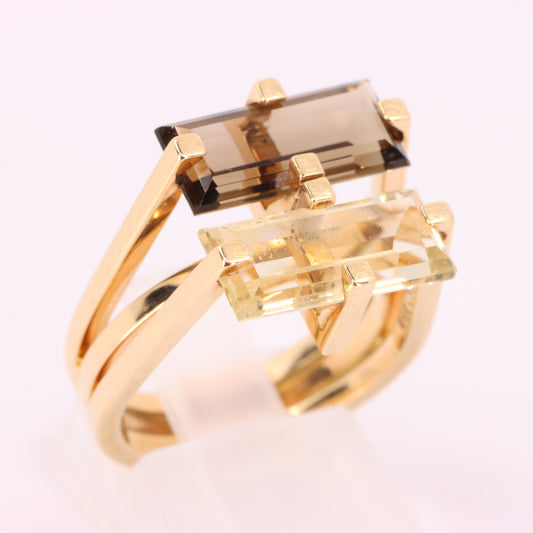 Vintage 14ct Gold Danish Jens Poul Asby Quartz Citrine Ring UK Size M Boxed Gift