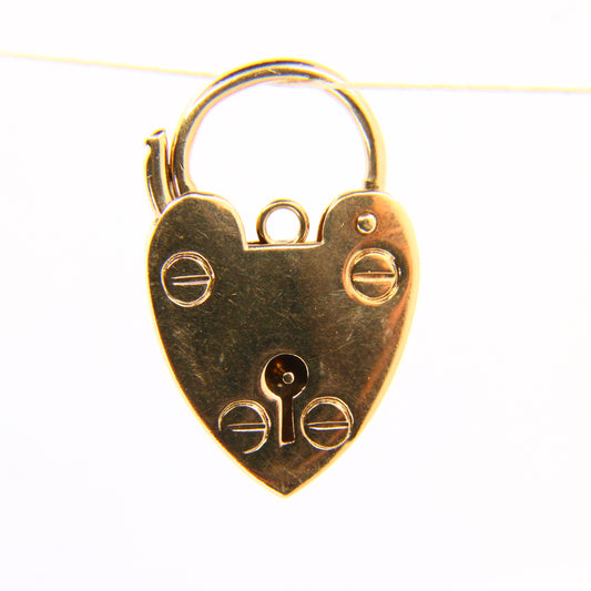 Vintage 9ct Heart Lock Gold Charm Padlock Closer Pendant Hallmarked Gifts Crafts