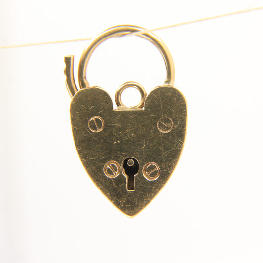Vintage 9ct Heart Lock Gold Charm Padlock Closer Pendant Hallmarked Gifts Crafts