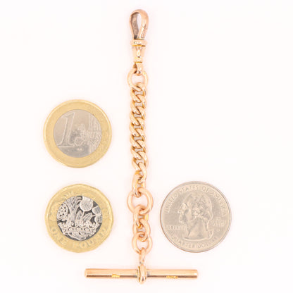Antique 9ct Hallmarked Rose Gold 3.5 Inch Albert Chain Extension T Bar Watch Fob
