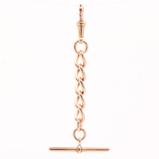 Vintage 9ct Hallmarked Rose Gold Albert T Bar Chain 3 Inch Extender Pendant Gift