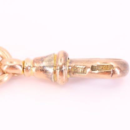 Antique 9ct Hallmarked Rose Gold 3.5 Inch Albert Chain Extension T Bar Watch Fob