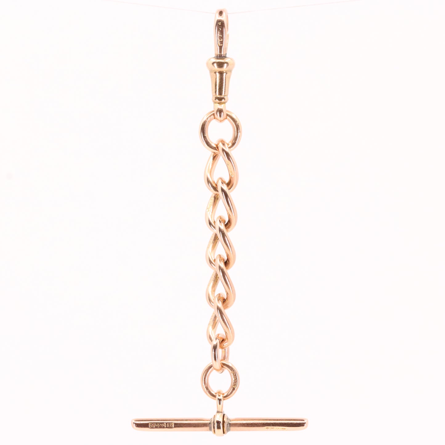 Vintage 9ct Hallmarked Rose Gold Albert T Bar Chain 3 Inch Extender Pendant Gift