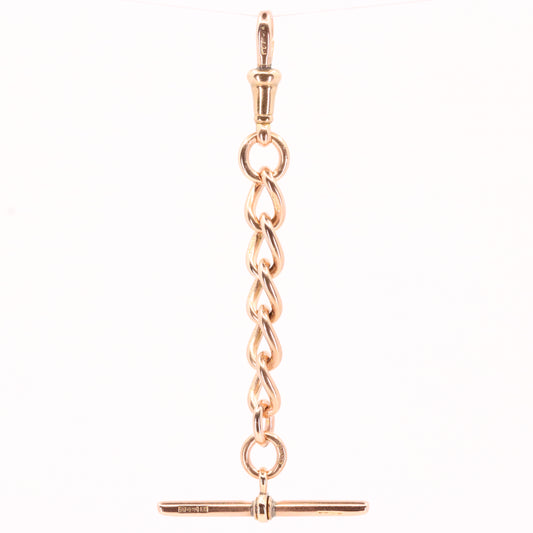 Vintage 9ct Hallmarked Rose Gold Albert T Bar Chain 3 Inch Extender Pendant Gift