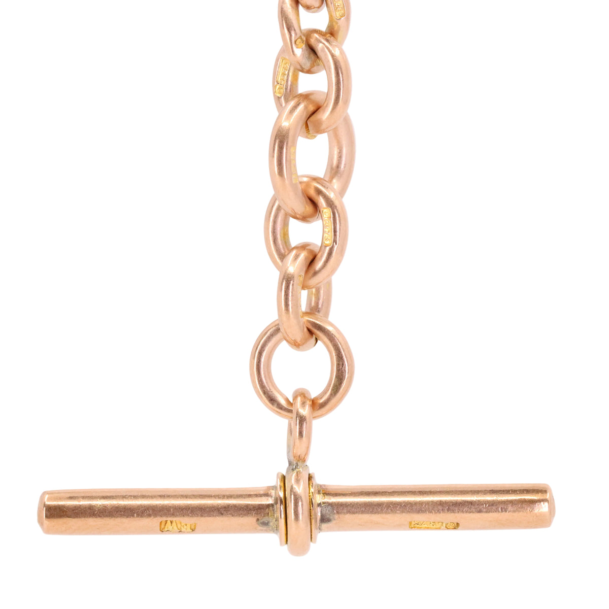 Antique 9ct Hallmarked Rose Gold 3.5 Inch Albert Chain Extension T Bar Watch Fob