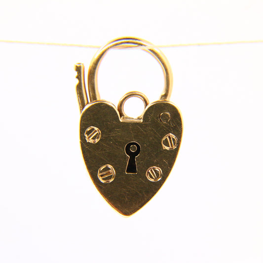 Vintage 9ct Heart Lock Gold Charm Small Padlock Closer Pendant Yellow Gold Gifts Crafts