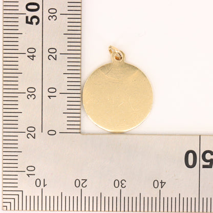Vintage 9ct Hallmarked Yellow Gold Blank Disc Pendant Engraving Personalised Gift