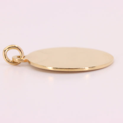 Vintage 9ct Hallmarked Yellow Gold Blank Disc Pendant Engraving Personalised Gift