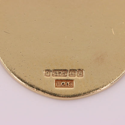 Vintage 9ct Hallmarked Yellow Gold Blank Disc Pendant Engraving Personalised Gift