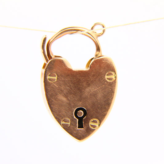 Vintage 9ct Large Heart Lock Gold Charm Padlock Pendant Hallmarked Gifts Crafts