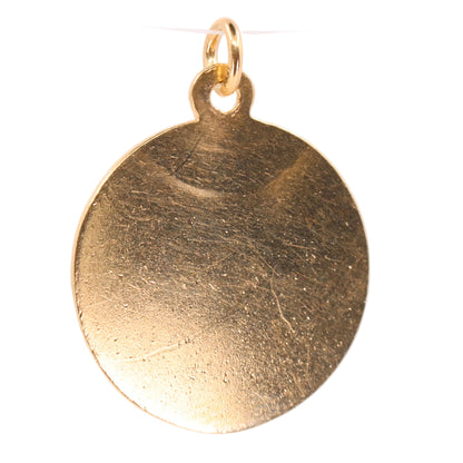 Vintage 9ct Hallmarked Yellow Gold Blank Disc Pendant Engraving Personalised Gift