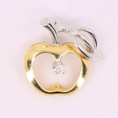 Vintage 18ct Hallmarked Gold Diamond Apple Fruit Charm Two Tone Teacher Pendant