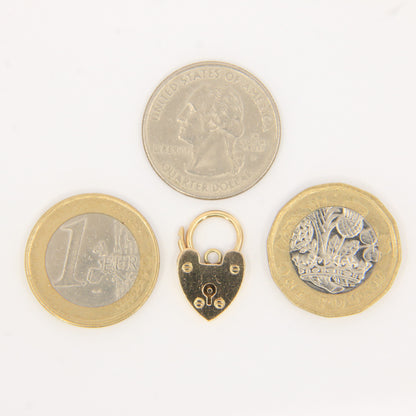 Vintage 9ct Heart Lock Gold Charm Padlock Closer Pendant Hallmarked Gifts Crafts