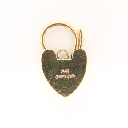 Vintage 9ct Heart Lock Gold Charm Padlock Closer Pendant Hallmarked Gifts Crafts