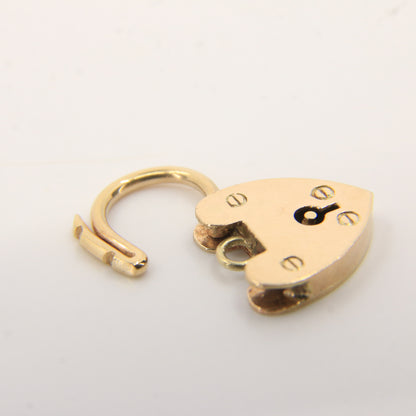 Vintage 9ct Heart Lock Gold Charm Padlock Closer Pendant Hallmarked Gifts Crafts