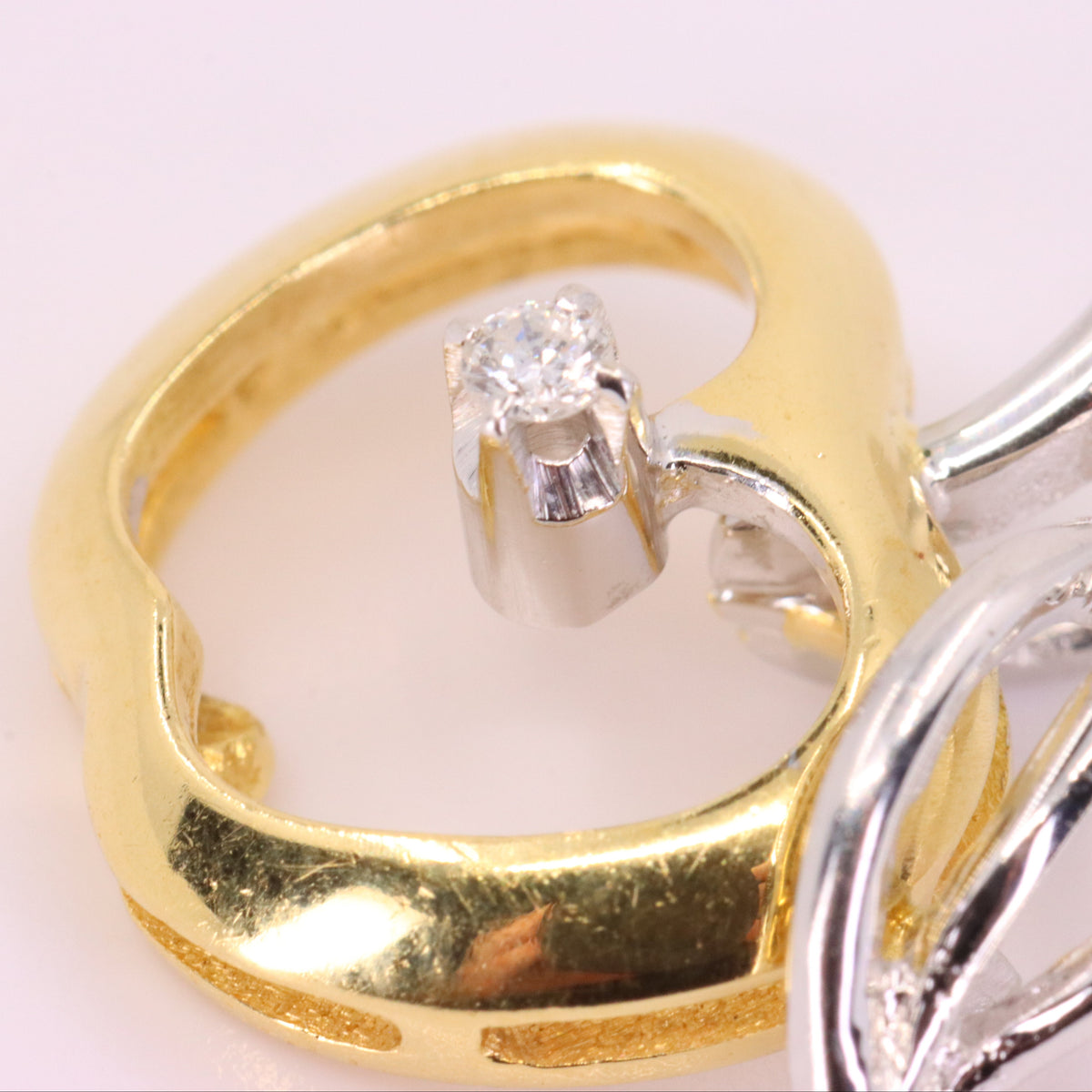 Vintage 18ct Hallmarked Gold Diamond Apple Fruit Charm Two Tone Teacher Pendant