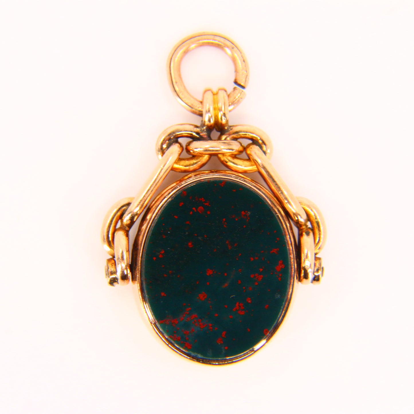 Antique 9ct Spinner Pendant Bloodstone & Carnelian 9 Carat Yellow Gold Charm