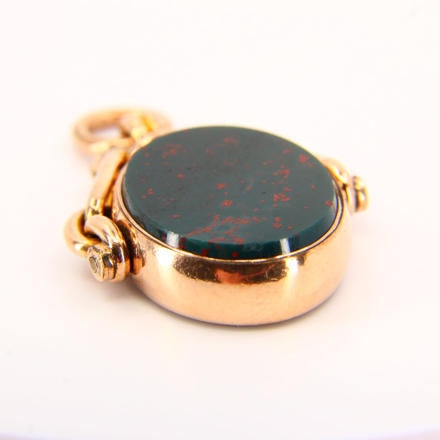 Antique 9ct Spinner Pendant Bloodstone & Carnelian 9 Carat Yellow Gold Charm