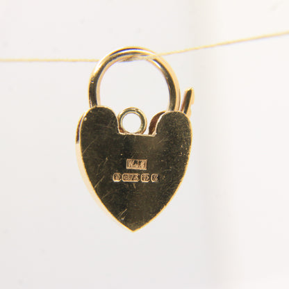 Vintage 9ct Heart Lock Gold Charm Padlock Closer Pendant Hallmarked Gifts Crafts
