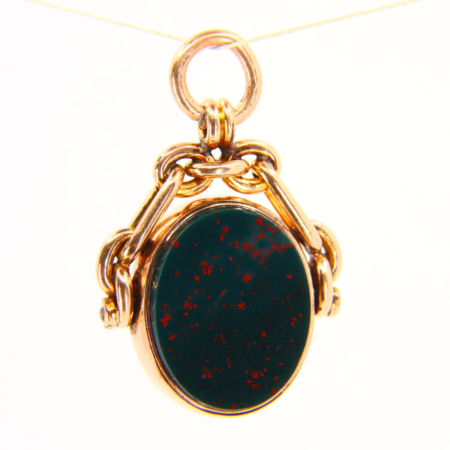 Antique 9ct Spinner Pendant Bloodstone & Carnelian 9 Carat Yellow Gold Charm