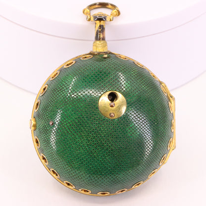 Antique c1700 Brouncker Watts London Quarter Repeater Shagreen Pocket Watch