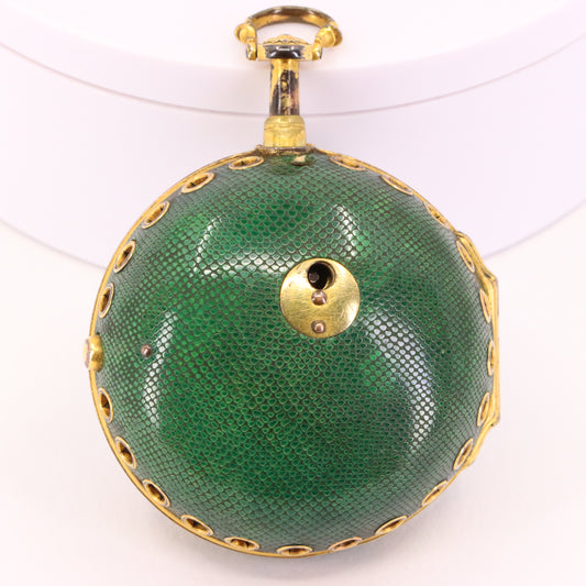 Antique c1700 Brouncker Watts London Quarter Repeater Shagreen Pocket Watch