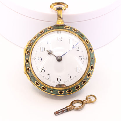 Antique c1700 Brouncker Watts London Quarter Repeater Shagreen Pocket Watch