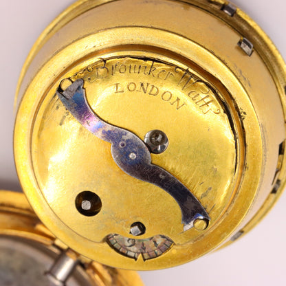 Antique c1700 Brouncker Watts London Quarter Repeater Shagreen Pocket Watch