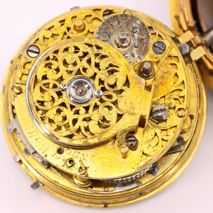 Antique c1700 Brouncker Watts London Quarter Repeater Shagreen Pocket Watch