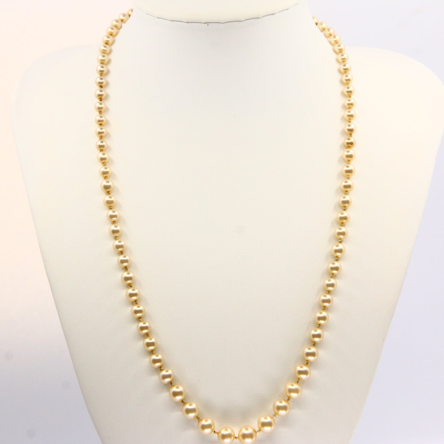 Vintage 9ct Ciro Pearl Necklace 19.5 Inch Graduated Beads Yellow Gold Boxed