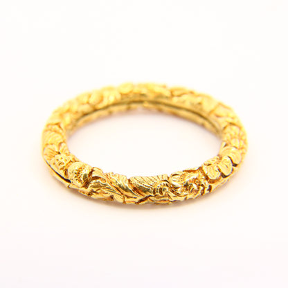 Antique 18ct Large Floral Decorated Split Ring Unmarked Yellow Gold Jewellery Crafts