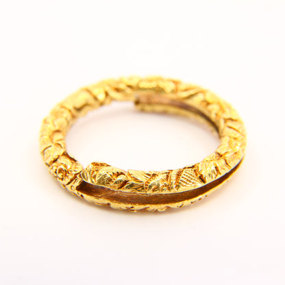 Antique 18ct Large Floral Decorated Split Ring Unmarked Yellow Gold Jewellery Crafts