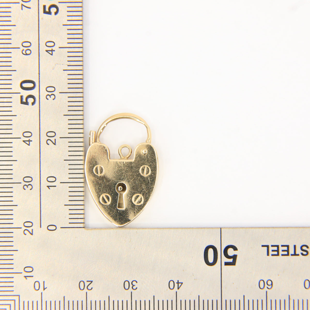Vintage 9ct Double Hallmarked Gold Heart Padlock Lock Charm Pendant Love Gift