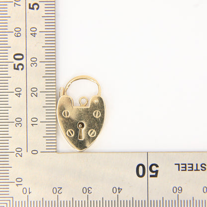 Vintage 9ct Double Hallmarked Gold Heart Padlock Lock Charm Pendant Love Gift