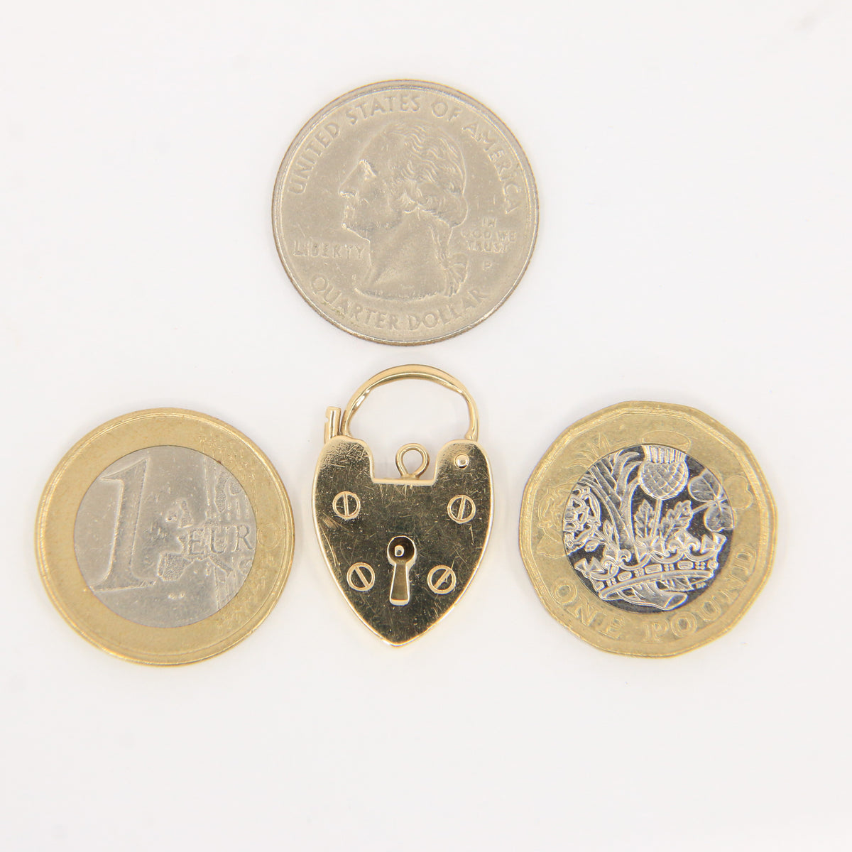 Vintage 9ct Double Hallmarked Gold Heart Padlock Lock Charm Pendant Love Gift