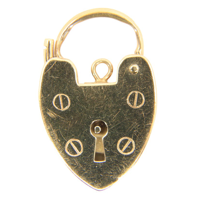 Vintage 9ct Double Hallmarked Gold Heart Padlock Lock Charm Pendant Love Gift