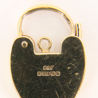 Vintage 9ct Double Hallmarked Gold Heart Padlock Lock Charm Pendant Love Gift
