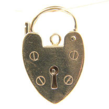 Vintage 9ct Double Hallmarked Gold Heart Padlock Lock Charm Pendant Love Gift