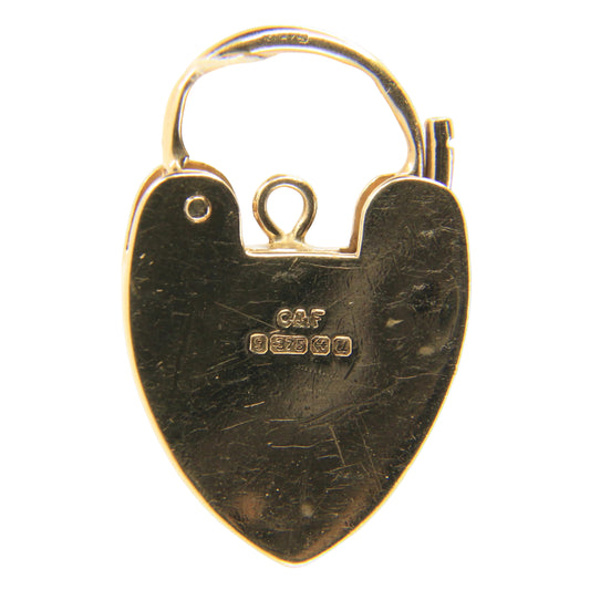 Vintage 9ct Double Hallmarked Gold Heart Padlock Lock Charm Pendant Love Gift
