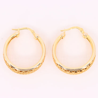 Vintage 9ct Hallmarked Gold UnoAErre Italian Open Design Hoop Earrings Boxed Gift