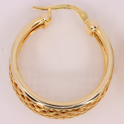 Vintage 9ct Hallmarked Gold UnoAErre Italian Open Design Hoop Earrings Boxed Gift